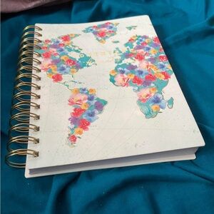 Adventure Awaits Floral World Map Spiral Notebook
